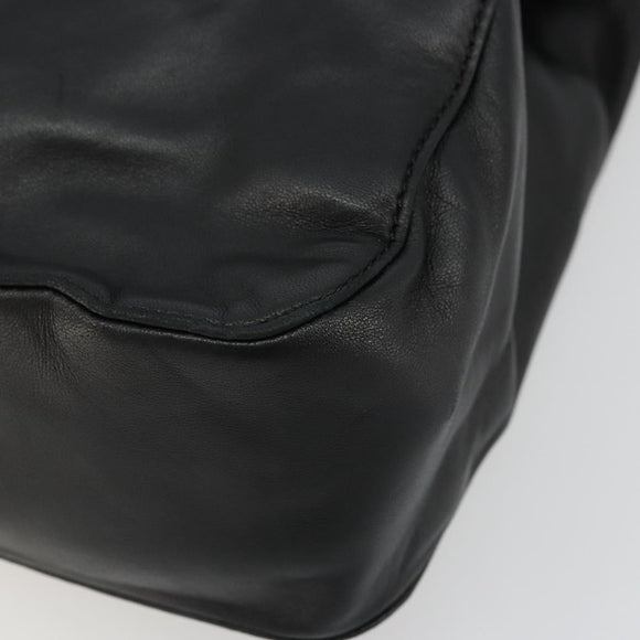 LOEWE Anagram Tote Bag Leather Black Gold Auth BD622