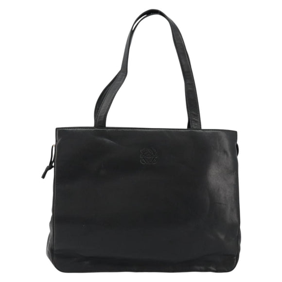 LOEWE Anagram Tote Bag Leather Black Gold Auth BD622