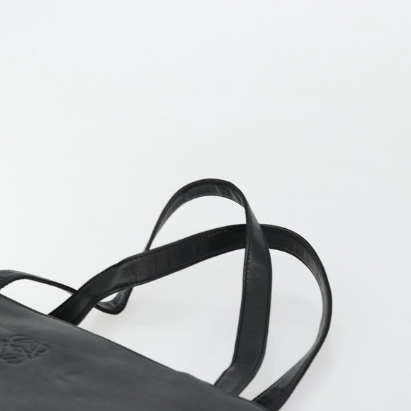 LOEWE Anagram Tote Bag Leather Black Gold Auth BD622