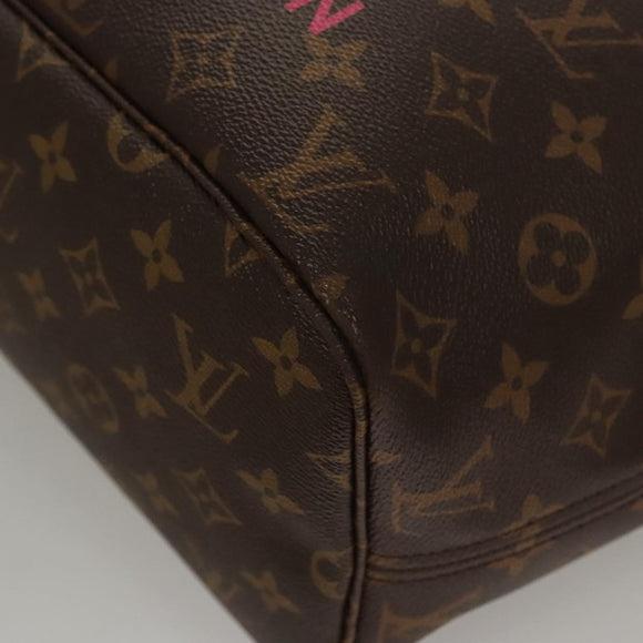 LOUIS VUITTON Monogram V Line Neverfull MM Tote Bag Pink LV Auth BD681A