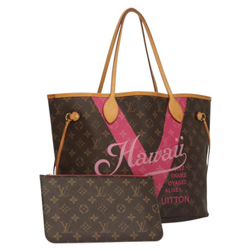 LOUIS VUITTON Monogram V Line Neverfull MM Tote Bag Pink LV Auth BD681A