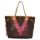 LOUIS VUITTON Monogram V Line Neverfull MM Tote Bag Pink LV Auth BD681A-13