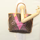 LOUIS VUITTON Monogram V Line Neverfull MM Tote Bag Pink LV Auth BD681A-39