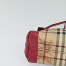 BURBERRY Nova Check Shoulder Bag PVC Leather Beige Pink Auth BD685-14