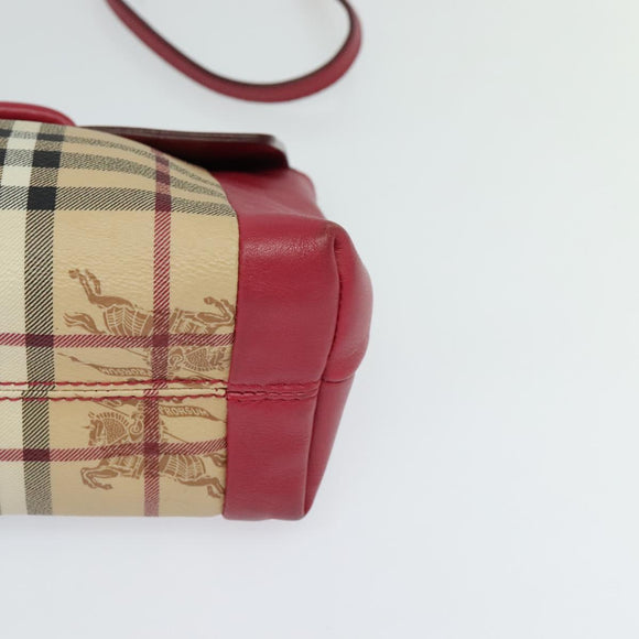 BURBERRY Nova Check Shoulder Bag PVC Leather Beige Pink Auth BD685