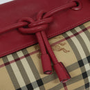 BURBERRY Nova Check Shoulder Bag PVC Leather Beige Pink Auth BD685-17