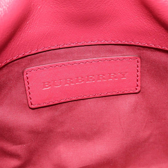 BURBERRY Nova Check Shoulder Bag PVC Leather Beige Pink Auth BD685