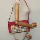 BURBERRY Nova Check Shoulder Bag PVC Leather Beige Pink Auth BD685-22