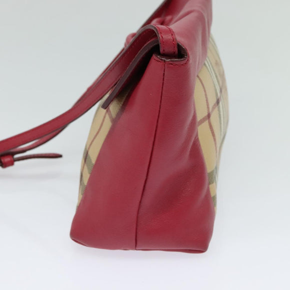 BURBERRY Nova Check Shoulder Bag PVC Leather Beige Pink Auth BD685