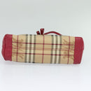 BURBERRY Nova Check Shoulder Bag PVC Leather Beige Pink Auth BD685-5