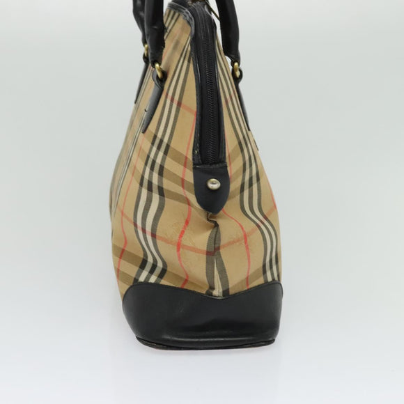 Burberrys Nova Check Tote Bag Canvas Beige Gold Auth BD686