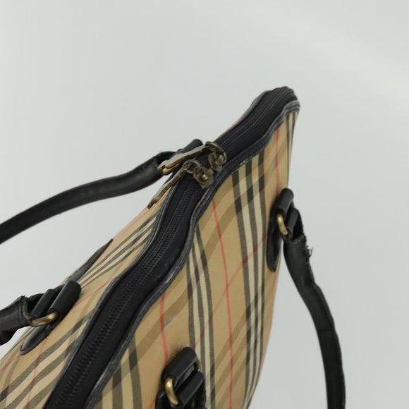 Burberrys Nova Check Tote Bag Canvas Beige Gold Auth BD686