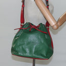 LOUIS VUITTON Epi Petit Noe Shoulder Bag Bicolor Green Red M44147 LV Auth BD723-22