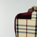 BURBERRY Nova Check Hand Bag Nylon Beige Silver Auth BD724-9