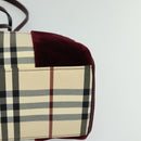BURBERRY Nova Check Hand Bag Nylon Beige Silver Auth BD724-14
