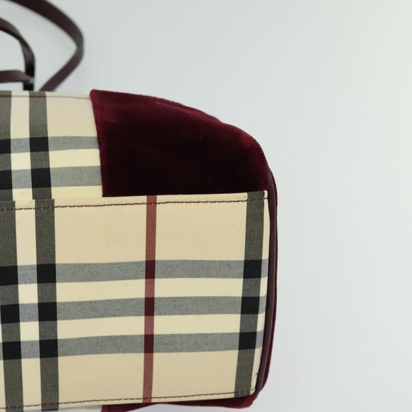 BURBERRY Nova Check Hand Bag Nylon Beige Silver Auth BD724