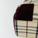 BURBERRY Nova Check Hand Bag Nylon Beige Silver Auth BD724-15