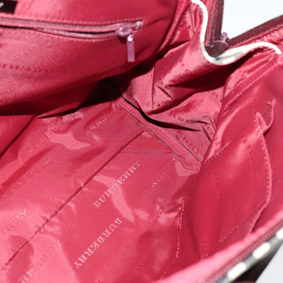 BURBERRY Nova Check Hand Bag Nylon Beige Silver Auth BD724