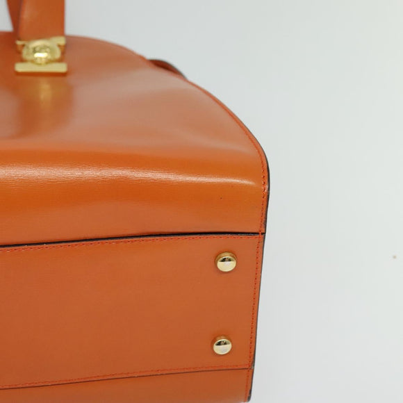 CELINE Tote Bag Leather Gold Orange Auth BD725V
