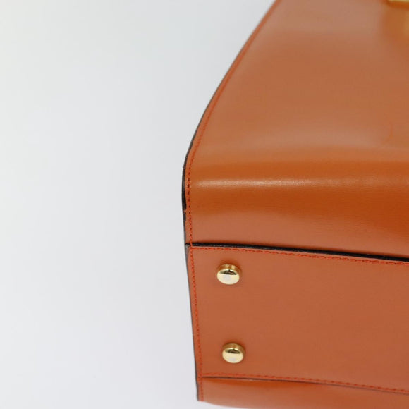 CELINE Tote Bag Leather Gold Orange Auth BD725V