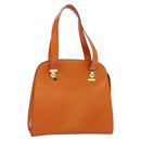 CELINE Tote Bag Leather Gold Orange Auth BD725V-1