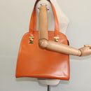 CELINE Tote Bag Leather Gold Orange Auth BD725V-21