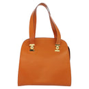 CELINE Tote Bag Leather Gold Orange Auth BD725V-13