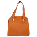 CELINE Tote Bag Leather Gold Orange Auth BD725V-2