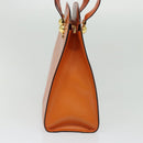 CELINE Tote Bag Leather Gold Orange Auth BD725V-3