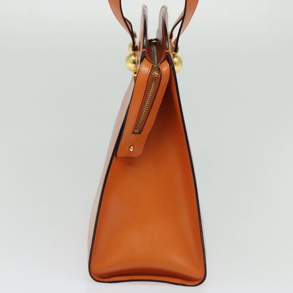 CELINE Tote Bag Leather Gold Orange Auth BD725V