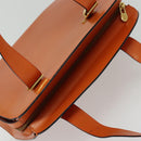 CELINE Tote Bag Leather Gold Orange Auth BD725V-6