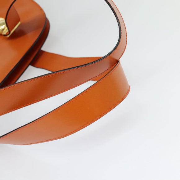 CELINE Tote Bag Leather Gold Orange Auth BD725V