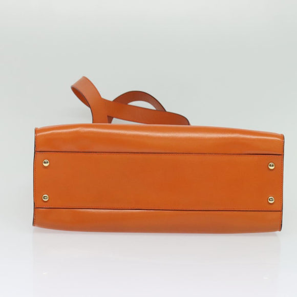 CELINE Tote Bag Leather Gold Orange Auth BD725V