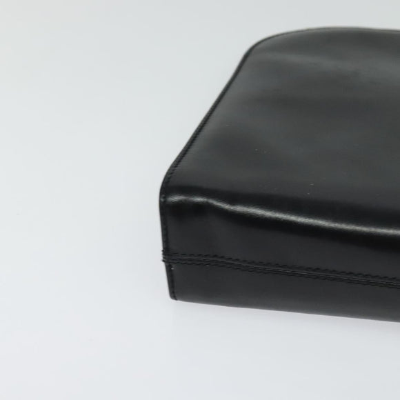 Salvatore Ferragamo Gancini Chain Shoulder Bag Leather Black Gold Auth BD726