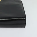 Salvatore Ferragamo Gancini Chain Shoulder Bag Leather Black Gold Auth BD726-14