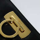 Salvatore Ferragamo Gancini Chain Shoulder Bag Leather Black Gold Auth BD726-17