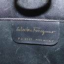 Salvatore Ferragamo Gancini Chain Shoulder Bag Leather Black Gold Auth BD726-12