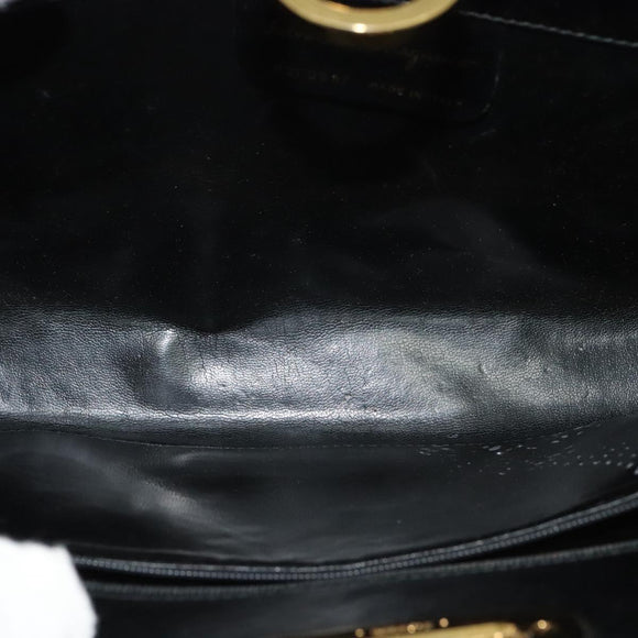 Salvatore Ferragamo Gancini Chain Shoulder Bag Leather Black Gold Auth BD726