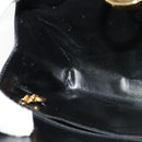 Salvatore Ferragamo Gancini Chain Shoulder Bag Leather Black Gold Auth BD726-19