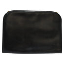 Salvatore Ferragamo Gancini Chain Shoulder Bag Leather Black Gold Auth BD726-2