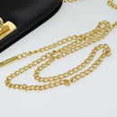 Salvatore Ferragamo Gancini Chain Shoulder Bag Leather Black Gold Auth BD726-7