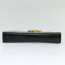 Salvatore Ferragamo Gancini Chain Shoulder Bag Leather Black Gold Auth BD726-5