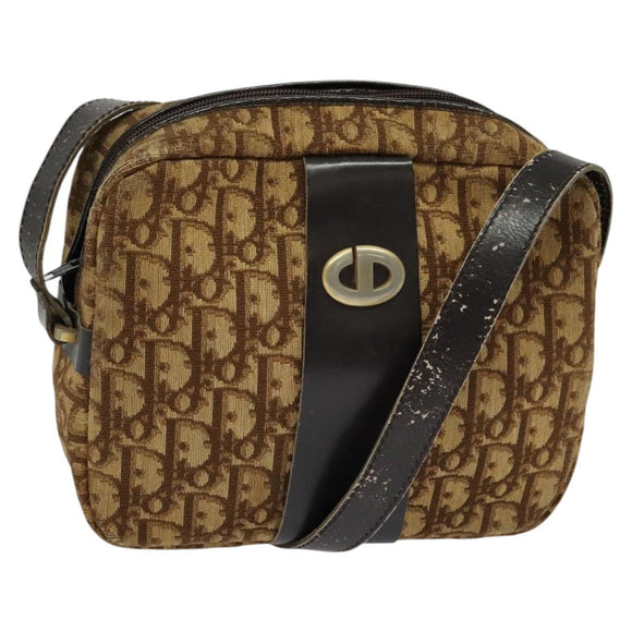 Christian Dior Trotter Canvas Shoulder Bag Brown Auth BD734