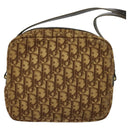 Christian Dior Trotter Canvas Shoulder Bag Brown Auth BD734-3