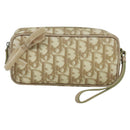 Christian Dior Romantic Pouch PVC Leather Beige Auth BD735-1