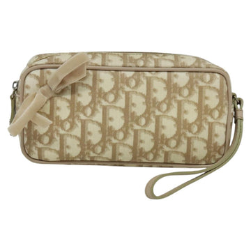 Christian Dior Romantic Pouch PVC Leather Beige Auth BD735