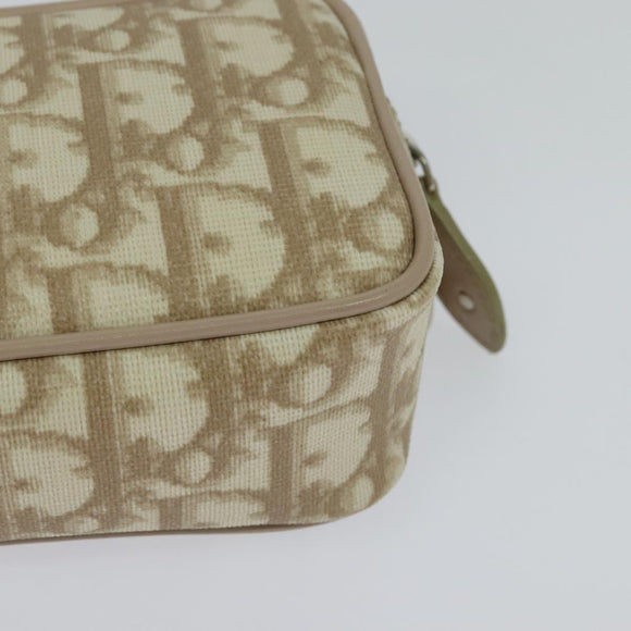 Christian Dior Romantic Pouch PVC Leather Beige Auth BD735