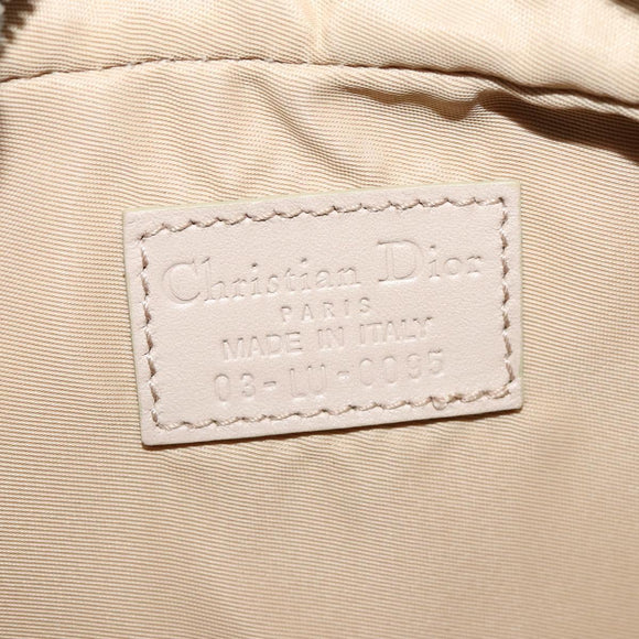 Christian Dior Romantic Pouch PVC Leather Beige Auth BD735