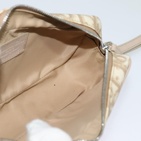 Christian Dior Romantic Pouch PVC Leather Beige Auth BD735