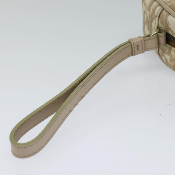 Christian Dior Romantic Pouch PVC Leather Beige Auth BD735